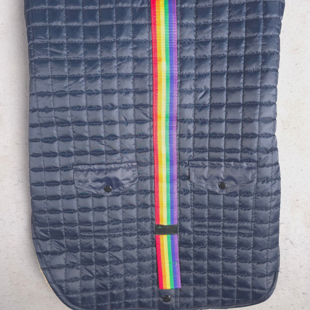 Shaggleton‎ Collection Quilted Dog Coat Rainbow Stripe Sherpa Lined Size 26 - Picture 3 of 9